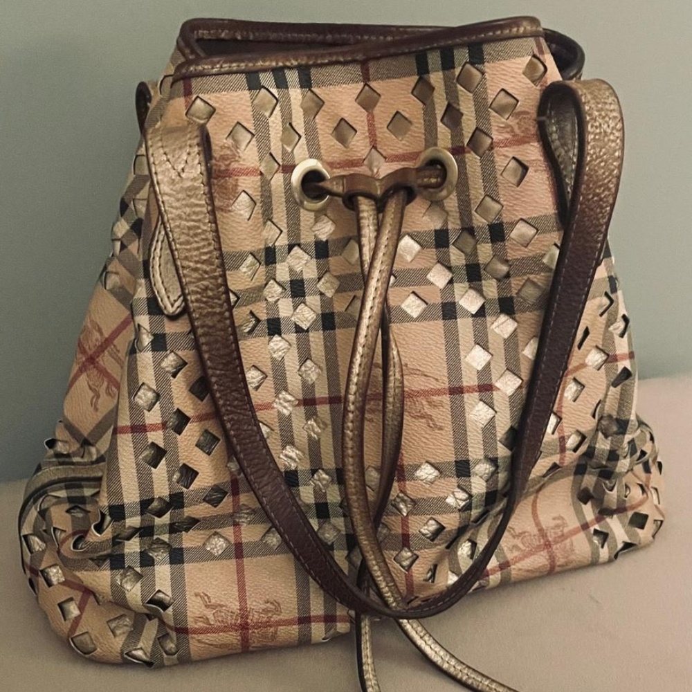 Burberry laser cut gold tote bag